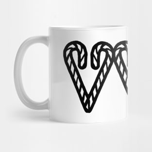 Candy Cane Hearts Christmas Line Art Mug